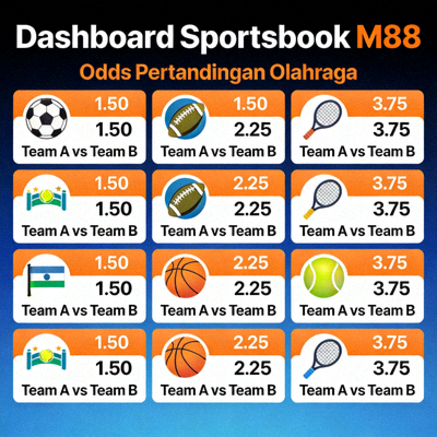 Dashboard Sportsbook M88 menampilkan odds pertandingan olahraga