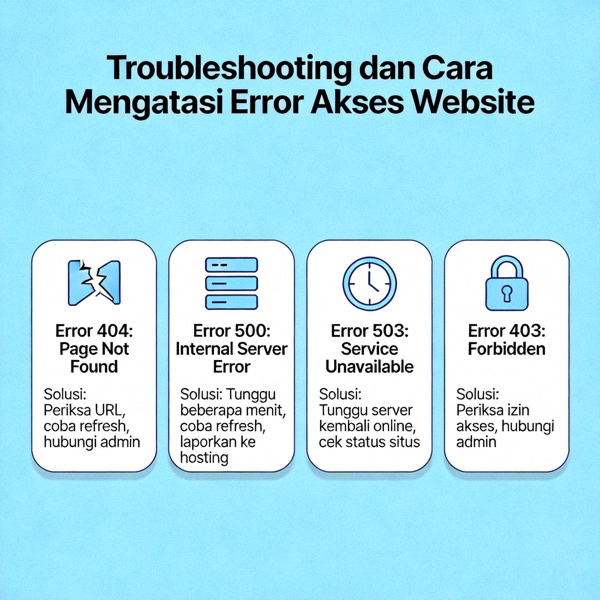 Ilustrasi troubleshooting dan cara mengatasi error akses website